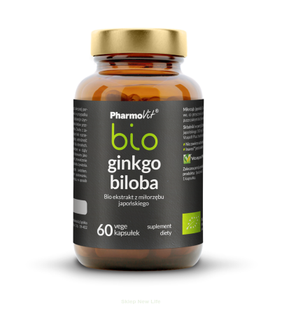 Ginkgo biloba bio - ekstrakt bio z miłorzębu japońskiego 60 kaps Vcaps® Plus | Pharmovit bio