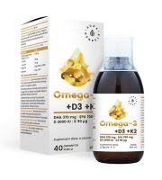 Omega-3 (370 DHA) + D3 (2000IU) + K2MK7 - płyn (200 ml) Aura Herbals