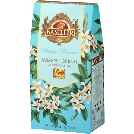 Herbata Vintage Blossoms- Jasmine dream czarna liściasta z dodatkiem kwiatów jaśminu i chabru 75 g Basilur
