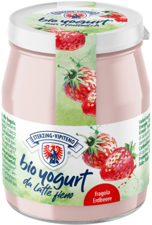 JOGURT TRUSKAWKOWY Z MLEKA SIENNEGO BEZGLUTENOWY BIO 150 g (SŁOIK) - STERZING-VIPITENO