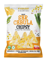 CHRUPKI PIRAMIDKI PROTEINOWE O SMAKU SERA I CEBULI WEGAŃSKIE BEZGLUTENOWE 60 g - POPCROP