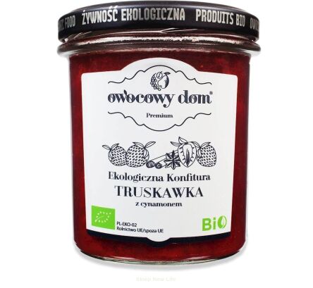 KONFITURA TRUSKAWKA Z CYNAMONEM BIO 300 g - OWOCOWY DOM