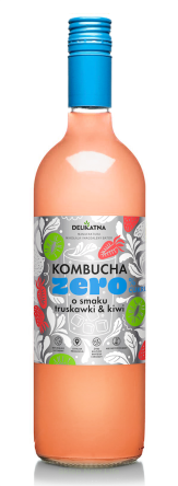 KOMBUCHA O SMAKU TRUSKAWKI I KIWI ZERO % CUKRU 700 ml - DELIKATNA