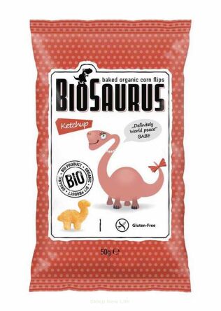 Chrupki kukurydziane Dinozaury o smaku ketchupowym BEZGL. BIO 50 g