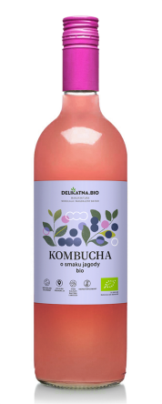 KOMBUCHA O SMAKU JAGODY BIO 750 ml - DELIKATNA