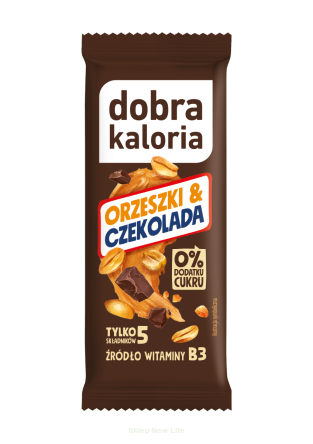 BATON DAKTYLOWY ORZESZKI & CZEKOLADA BEZ DODATKU CUKRU 35 g - DOBRA KALORIA