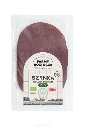 SZYNKA WOŁOWA W PLASTRACH BIO 80 g -  FARMY ROZTOCZA (NA ZAMÓWIENIE)