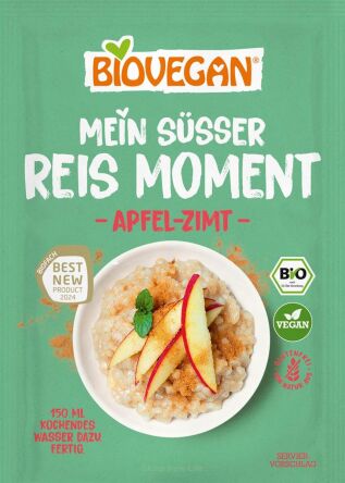 DESER RYŻOWY INSTANT Z JABŁKIEM I CYNAMONEM BEZGLUTENOWY BIO 58 g – BIOVEGAN