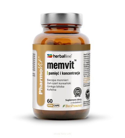 KAPSUŁKI NA PAMIĘĆ I KONCENTRACJĘ (MEMVIT) BEZGLUTENOWE 60 szt. - PHARMOVIT (HERBALLINE)