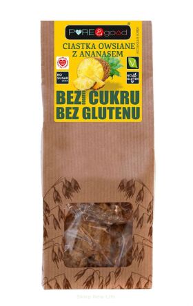 Ciastka owsiane z ananasem bez glutenu, bez dodatku cukru 150 g Pure&Good - Mercatare