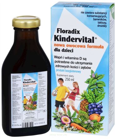 WAPŃ I WITAMINA D DLA DZIECI W PŁYNIE BEZGLUTENOWY 250 ml - SALUS (FLORADIX)