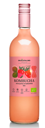 KOMBUCHA SOCZYSTA TRUSKAWKA BIO 750 ml - DELIKATNA