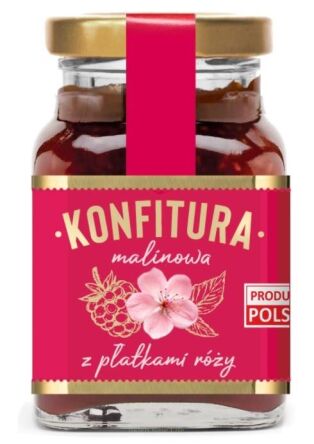 Konfitura malinowa z płatkami róży 170g