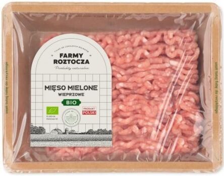 MIĘSO MIELONE WIEPRZOWE SUROWE BIO 300 g - FARMY ROZTOCZA (NA ZAMÓWIENIE)