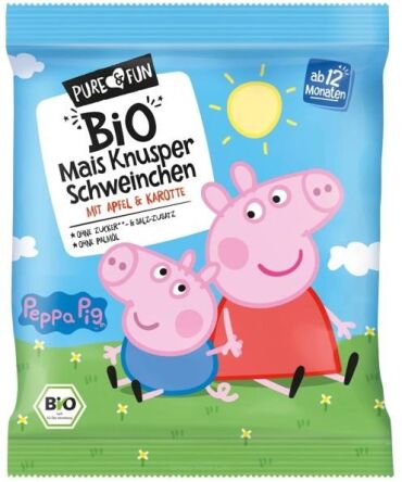 Chrupki kukurydziane jabłko- marchew BIO 30 g Świnka Peppa