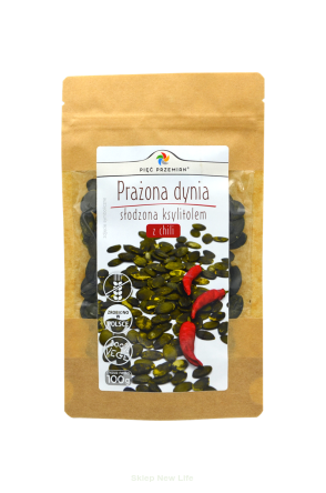 Prażona dynia słodzona ksylitolem z chili 100 g - Pięć Przemian