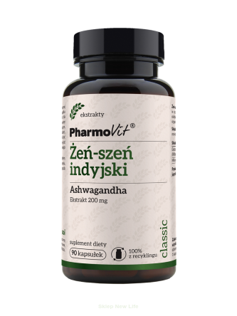 Żeń-szeń indyjski Ashwagandha 20:1 200 mg 90 kaps | Classic Pharmovit