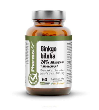 MIŁORZĄB JAPOŃSKI - GINKGO BILOBA (100 mg) BEZGLUTENOWY 60 KAPSUŁEK - PHARMOVIT (CLEAN LABEL)