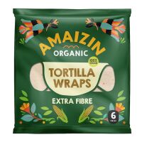 TORTILLA WRAPS Z OTRĘBAMI (ŹRÓDŁO BŁONNIKA POKARMOWEGO) BIO 240 g - AMAIZIN