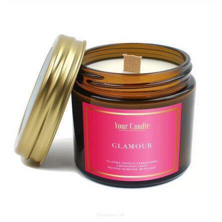 ŚWIECA SOJOWA ZAPACHOWA Z DREWNIANYM KNOTEM GLAMOUR 120 ml - YOUR CANDLE