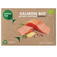 ŁOSOŚ ATLANTYCKI BEZ SKÓRY MROŻONY PORCJE BIO (2 x 100 g) 200 g (KARTON) - BETTER FISH