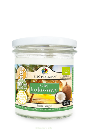 Olej kokosowy BIO extra virgin 240 g - Pięć Przemian