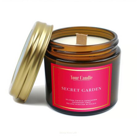 ŚWIECA SOJOWA ZAPACHOWA Z DREWNIANYM KNOTEM SECRET GARDEN 120 ml - YOUR CANDLE