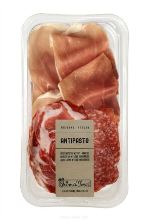 MIX PLASTRÓW DOJRZEWAJĄCYCH (SALAMI MILANO + KARCZEK DOJRZEWAJĄCY COPPA + SZYNKA PROSCIUTTO CRUDO) BEZGLUTENOWE BIO 120 g - PRIMAVERA