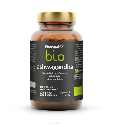 ASHWAGANDHA EKSTRAKT (250 mg) BEZGLUTENOWY BIO 60 KAPSUŁEK - PHARMOVIT