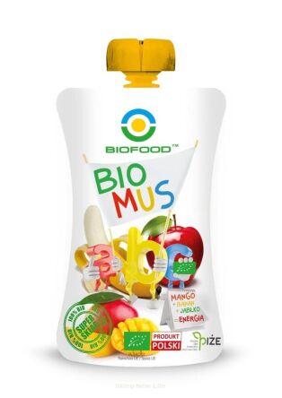 MUS MANGO - BANANOWO - JABŁKOWY BEZGLUTENOWY BIO 120 g - BIO FOOD