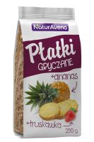 PŁATKI GRYCZANE BŁYSKAWICZNE Z ANANASEM I TRUSKAWKĄ 250 g - NATURAVENA