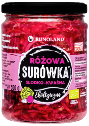 SURÓWKA Z KAPUSTY RÓŻOWA SŁODKO - KWAŚNA BIO 500 g (340 g) - RUNOLAND