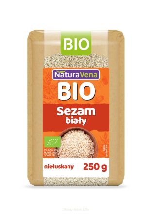 SEZAM BIAŁY NIEŁUSKANY BIO 250 g - NATURAVENA