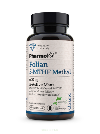 Folian 5-MTHF Methyl 600 µg B-Active Max+ 60 kaps | Classic Pharmovit