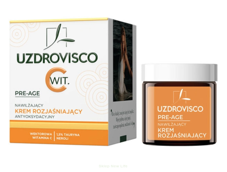 KREM DO TWARZY ROZJAŚNIAJĄCY NAWILŻAJĄCY ANTYOKSYDACYJNY 50 ml - UZDROVISCO (PRE-AGE)