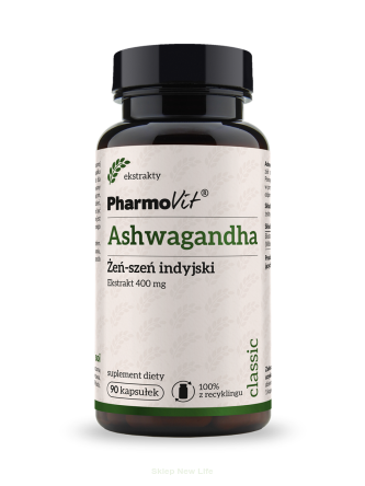 ASHWAGANDHA EKSTRAKT (400 mg) BEZGLUTENOWY 90 KAPSUŁEK - PHARMOVIT (CLASSIC)