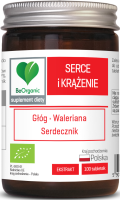 TABLETKI WSPOMAGAJĄCE SERCE I KRĄŻENIE (GŁÓG, WALERIANA, SERDECZNIK) BIO 100 szt. - BE ORGANIC